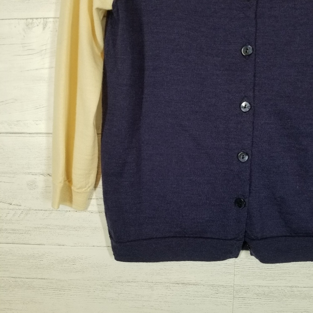 Fossil Cream & Navy Button Front Cardigan Sz Large - image 4